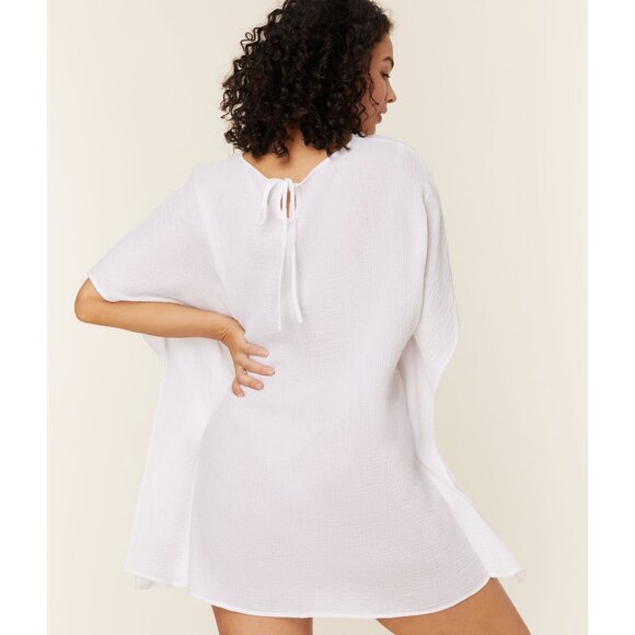 Andie Swim The Magdalena Kaftan Size S/M White Cotton Gauze Lightweight Cover-Up - Picture 9 of 16